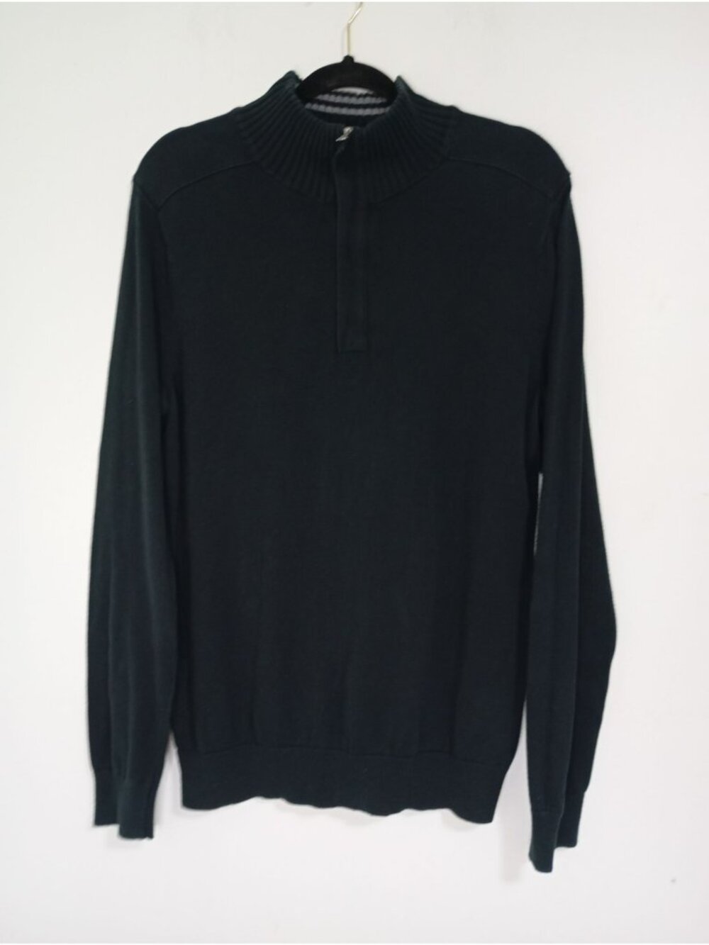 Banana Republic Mens Black Half-Zip100% Cotton Sweater Ribbed Collar Size M